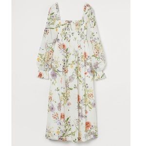 H&M Cotton Smocked Floral Midi Dress